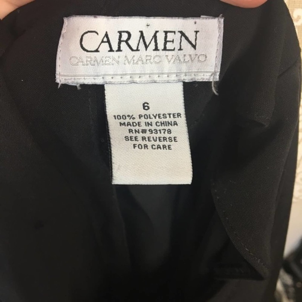 Carmen Marc Valvo Bell Sleeve Blouse 6 Black 1152 - Picture 5 of 5